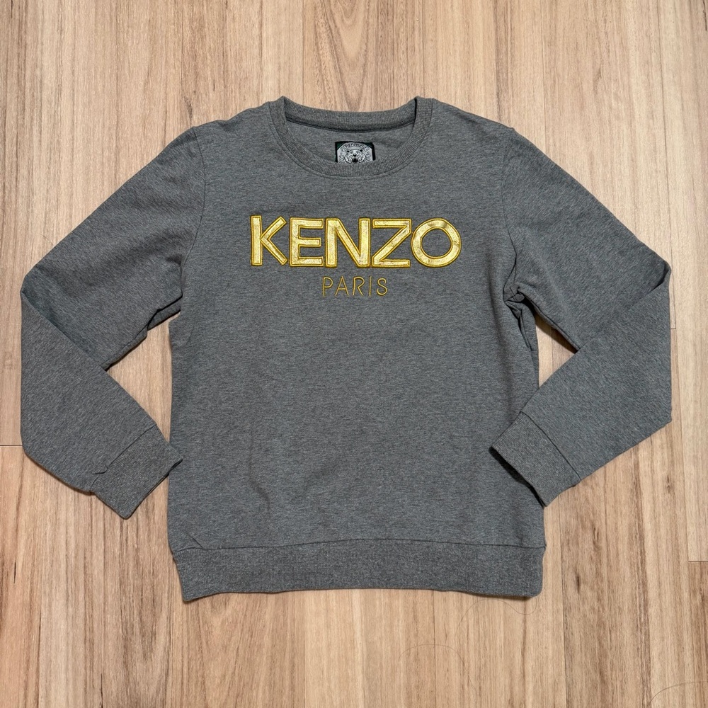 Kenzo Gray Sweatshirt with Gold Tiger Logo